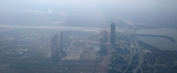 View of city in South Asia from the sky