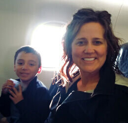 Justine and Andrew on the plane